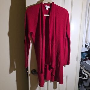 Coldwater Creek Deep Red Open Front Cardigan